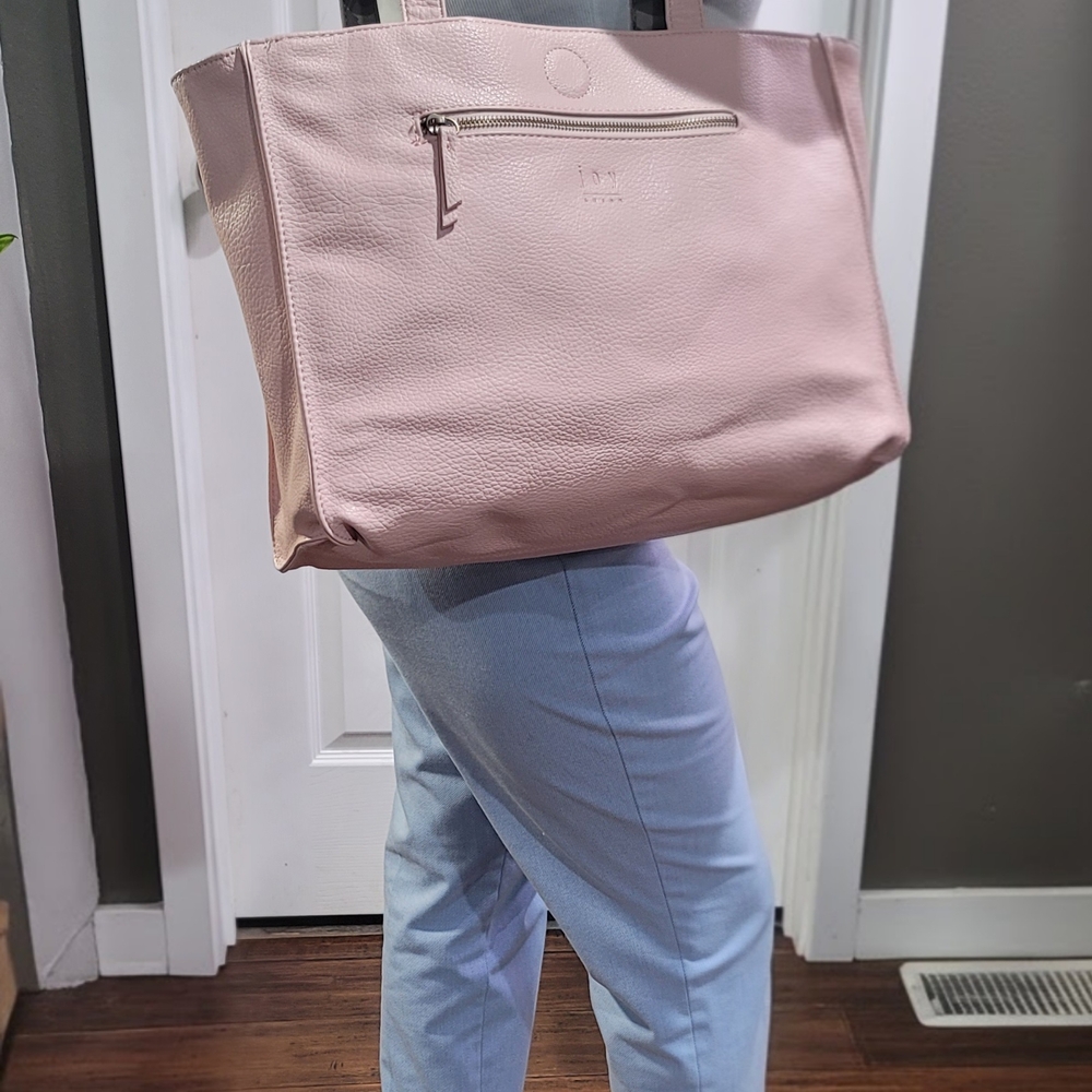 Joy Susan Spacious Pink Pebbled Leather Tote